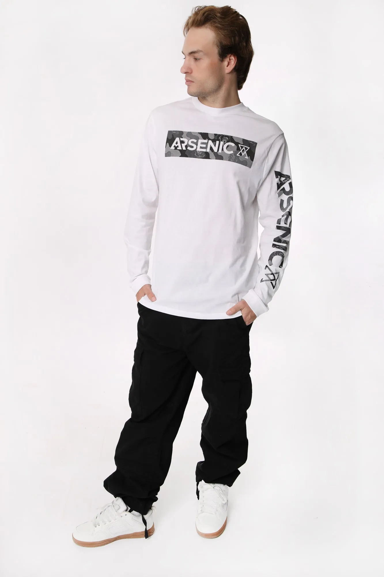Arsenic Mens Camo Logo Long Sleeve Top