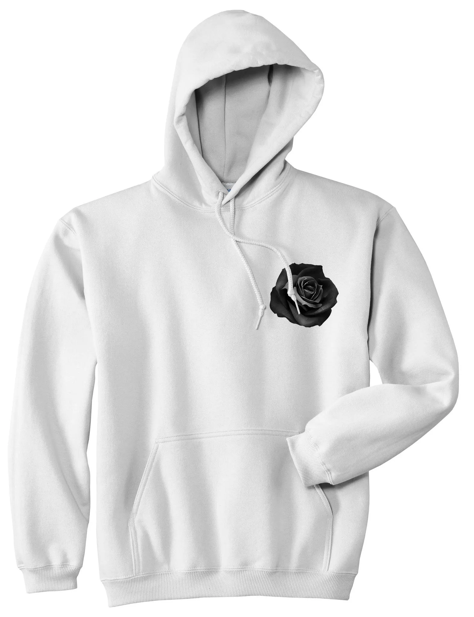 Black Noir Rose Flower Chest Logo Boys Kids Pullover Hoodie Hoody