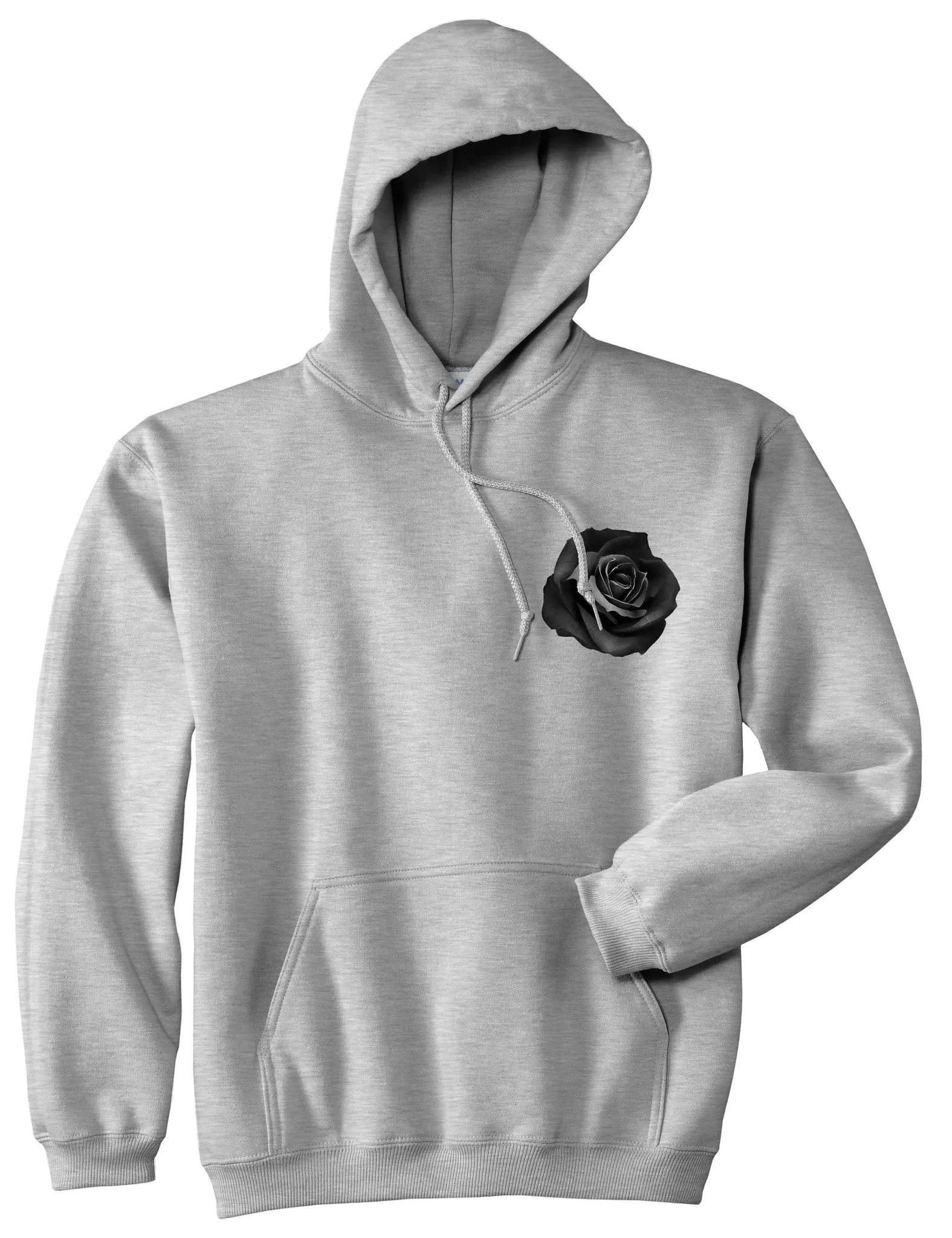 Black Noir Rose Flower Chest Logo Boys Kids Pullover Hoodie Hoody