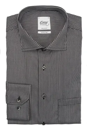 Black striped regular fit shirt