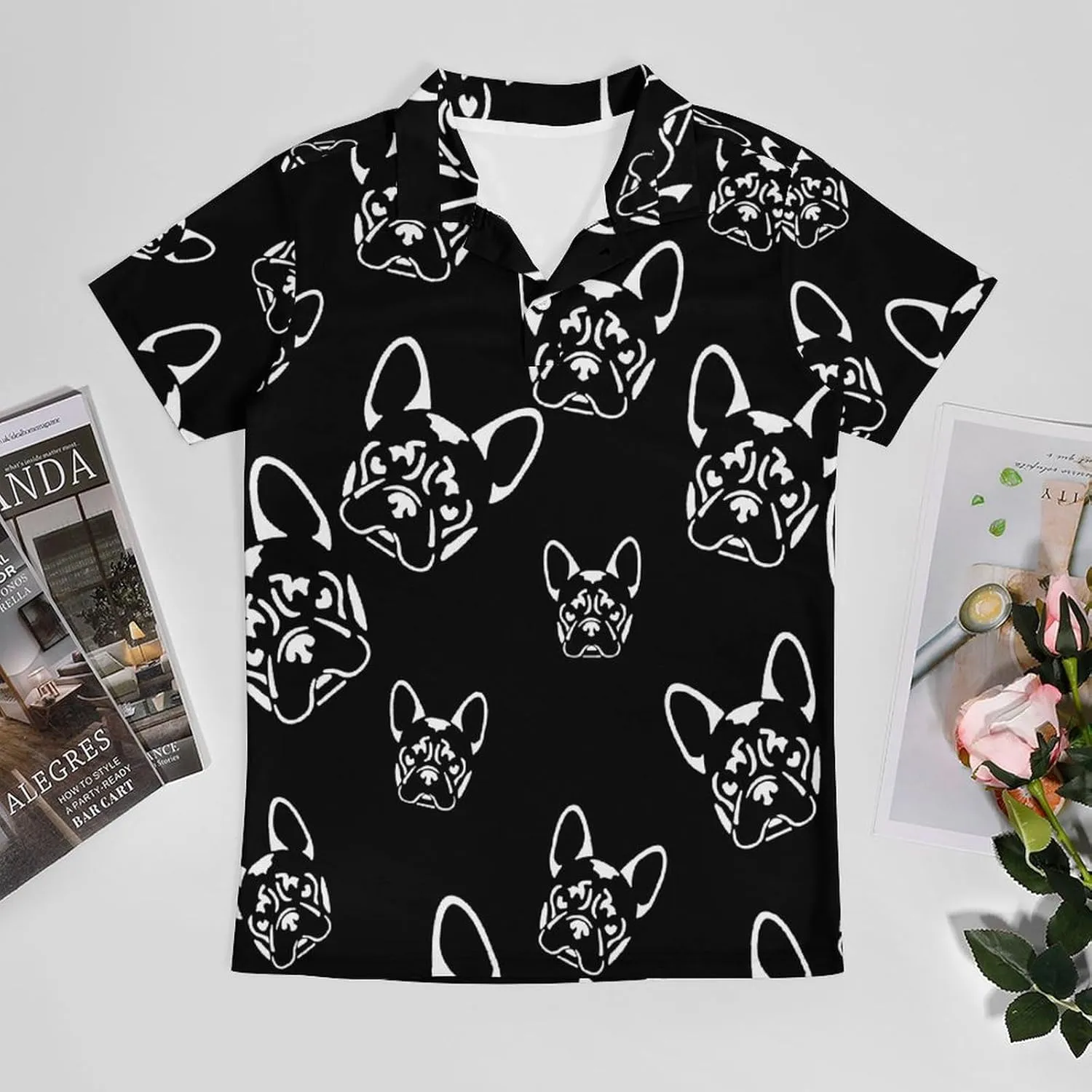 French Bulldog Polo Shirts for Men Short Sleeve Sports Quick Dry Golf Tennis Shirt