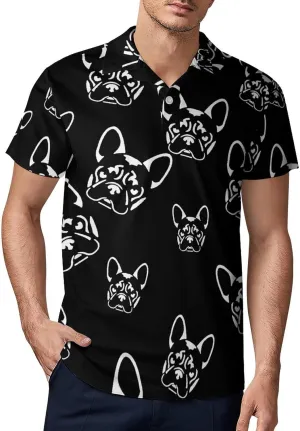 French Bulldog Polo Shirts for Men Short Sleeve Sports Quick Dry Golf Tennis Shirt