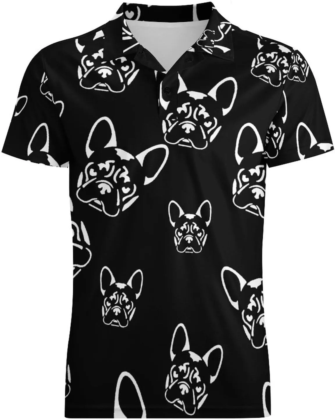 French Bulldog Polo Shirts for Men Short Sleeve Sports Quick Dry Golf Tennis Shirt