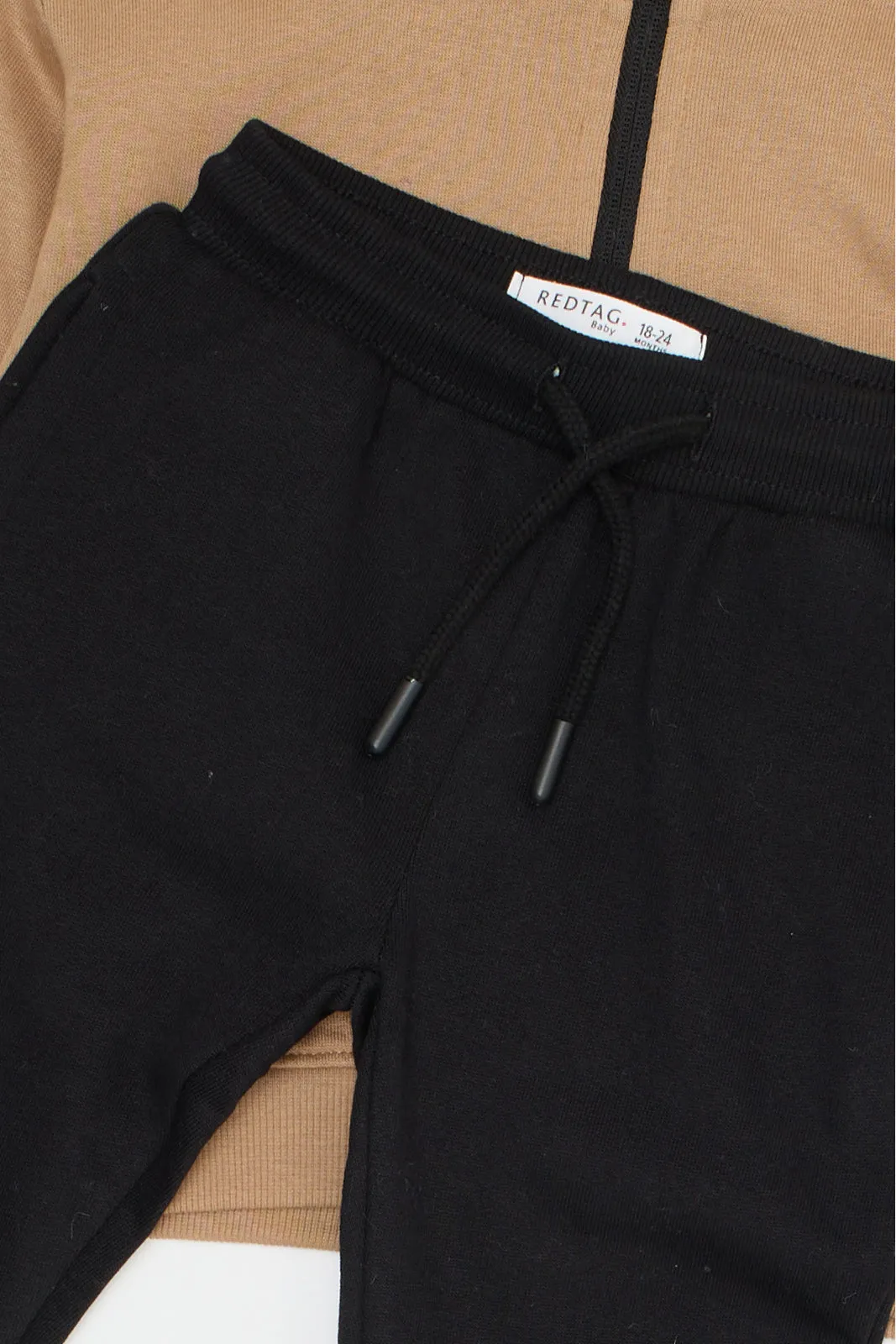 Infant Boys Beige And Black Jogging Suit (2 Piece)