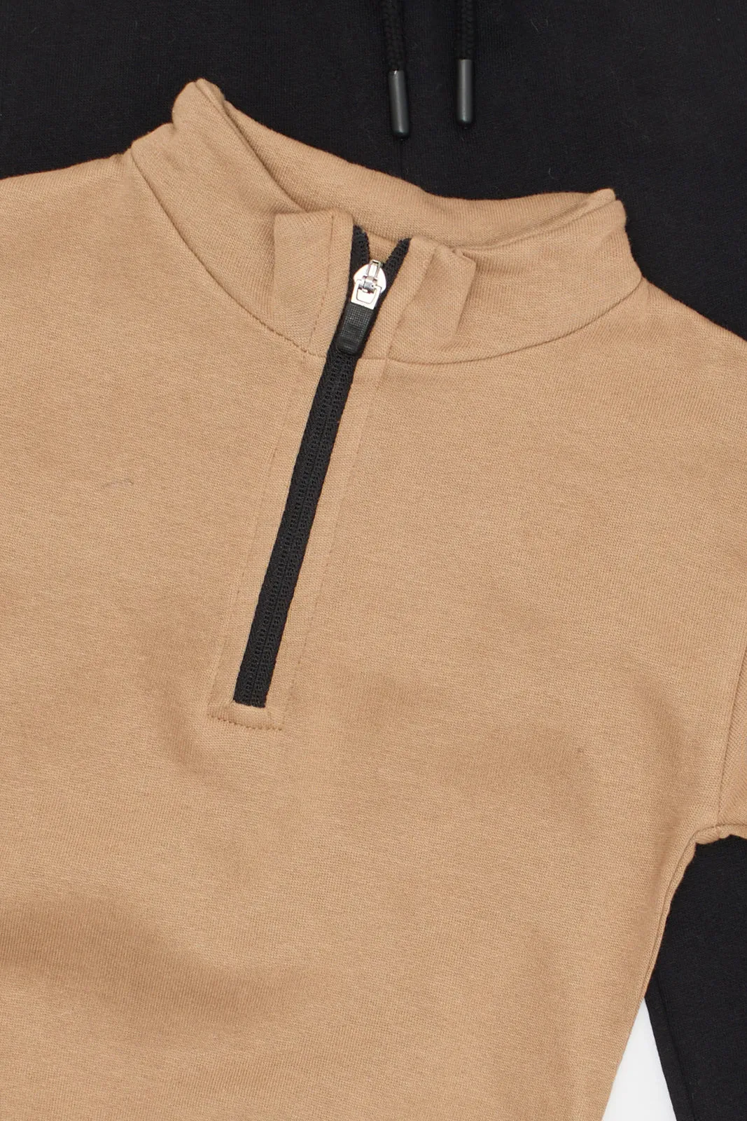 Infant Boys Beige And Black Jogging Suit (2 Piece)