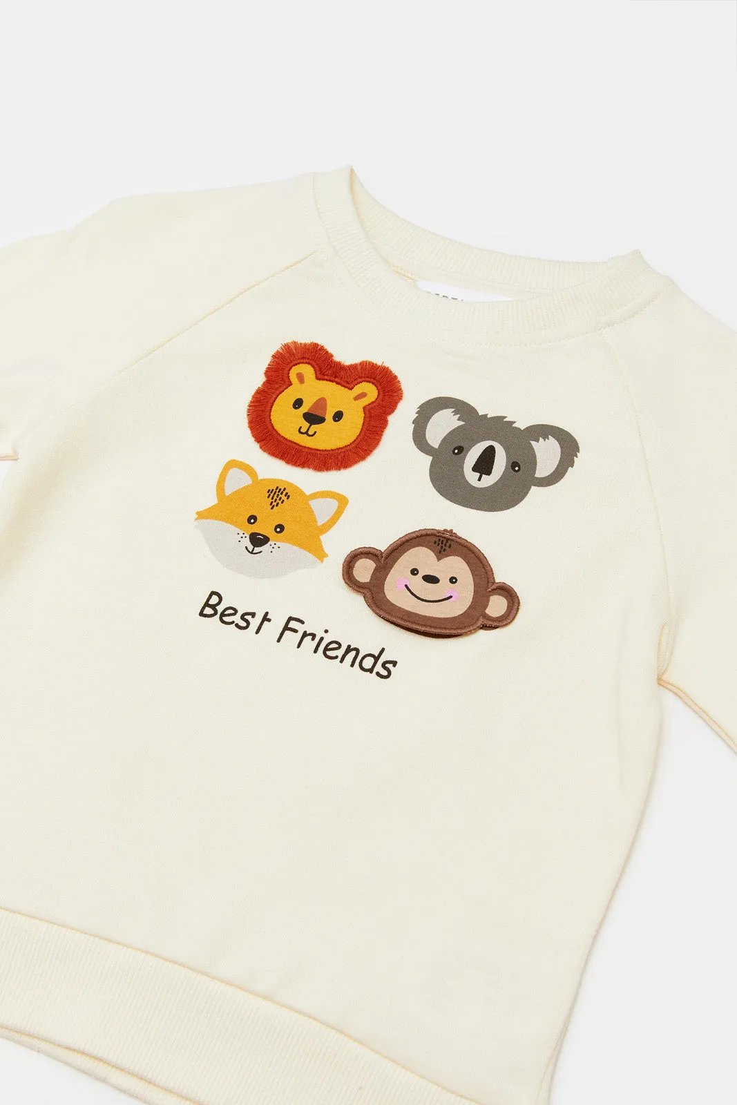 Infant Boys Cream And Beige Jogging Suit (2 Piece)