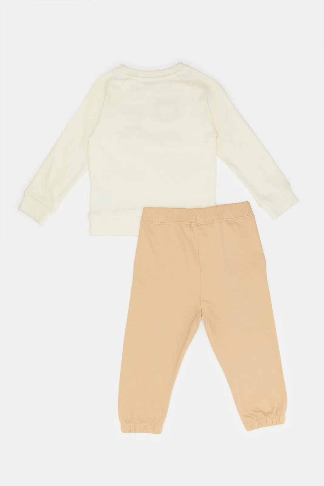 Infant Boys Cream And Beige Jogging Suit (2 Piece)