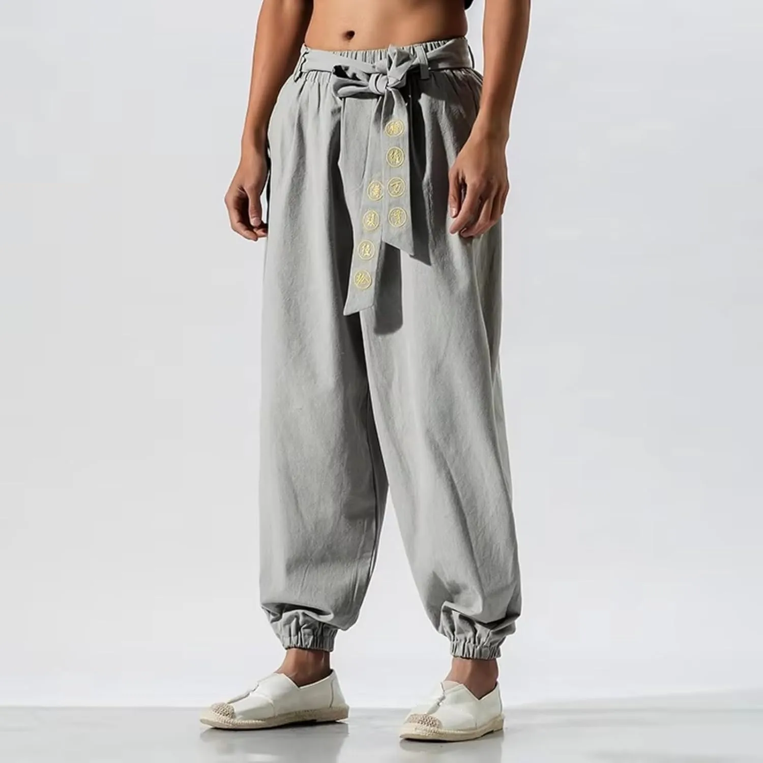 Japanese Casual Kimono Pants Loose Trousers Japan Men Traditional Harem Pants Male Embroidered Jogging Pants