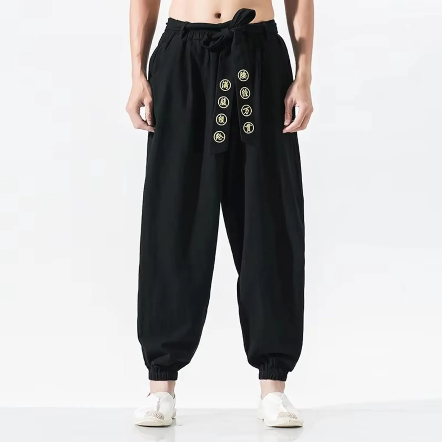 Japanese Casual Kimono Pants Loose Trousers Japan Men Traditional Harem Pants Male Embroidered Jogging Pants