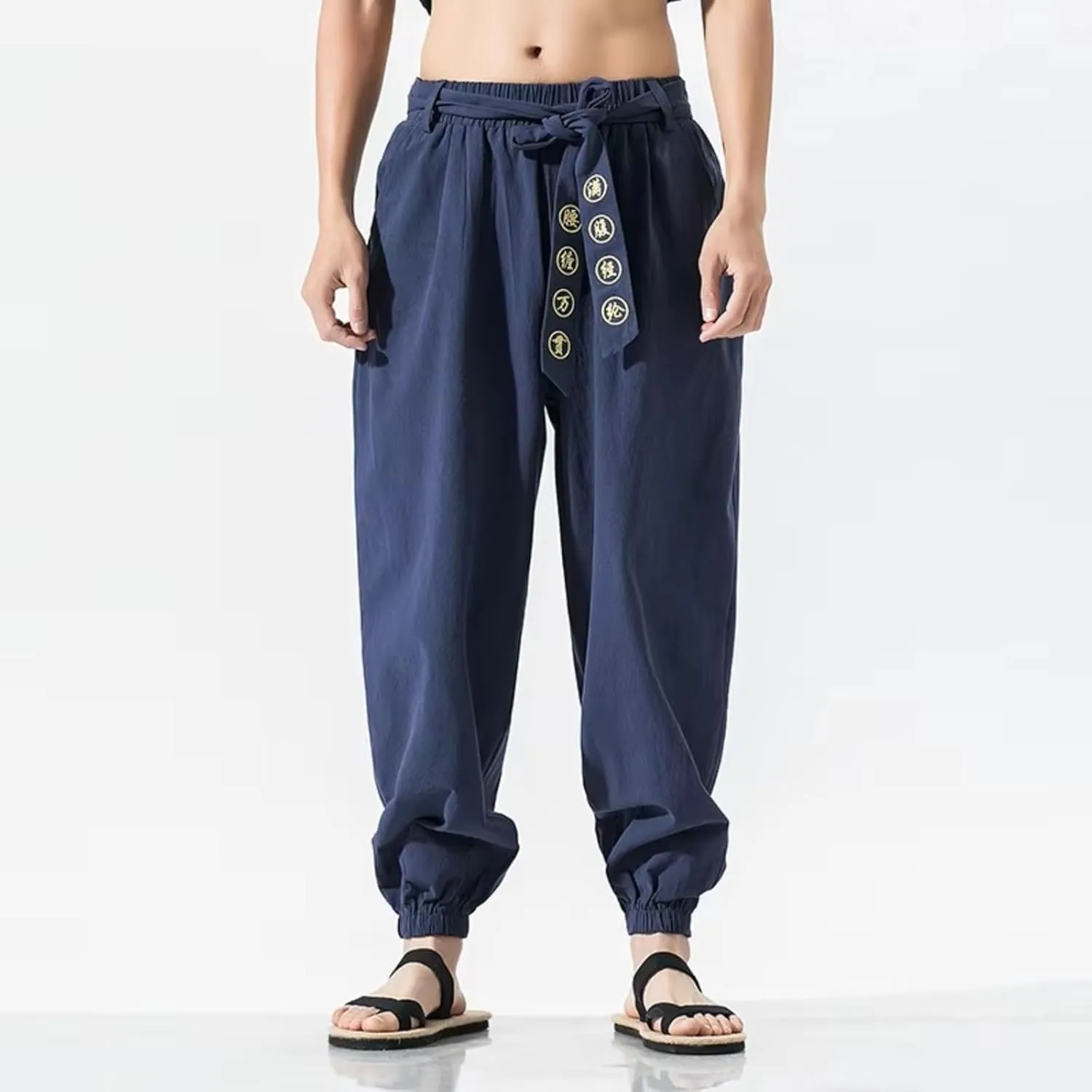 Japanese Casual Kimono Pants Loose Trousers Japan Men Traditional Harem Pants Male Embroidered Jogging Pants