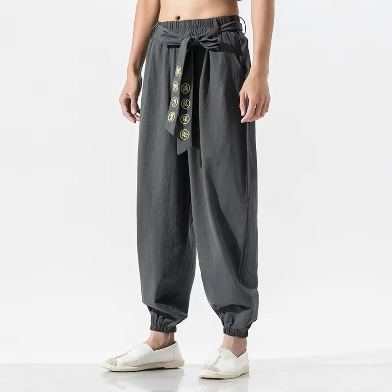 Japanese Casual Kimono Pants Loose Trousers Japan Men Traditional Harem Pants Male Embroidered Jogging Pants