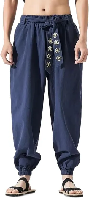 Japanese Casual Kimono Pants Loose Trousers Japan Men Traditional Harem Pants Male Embroidered Jogging Pants
