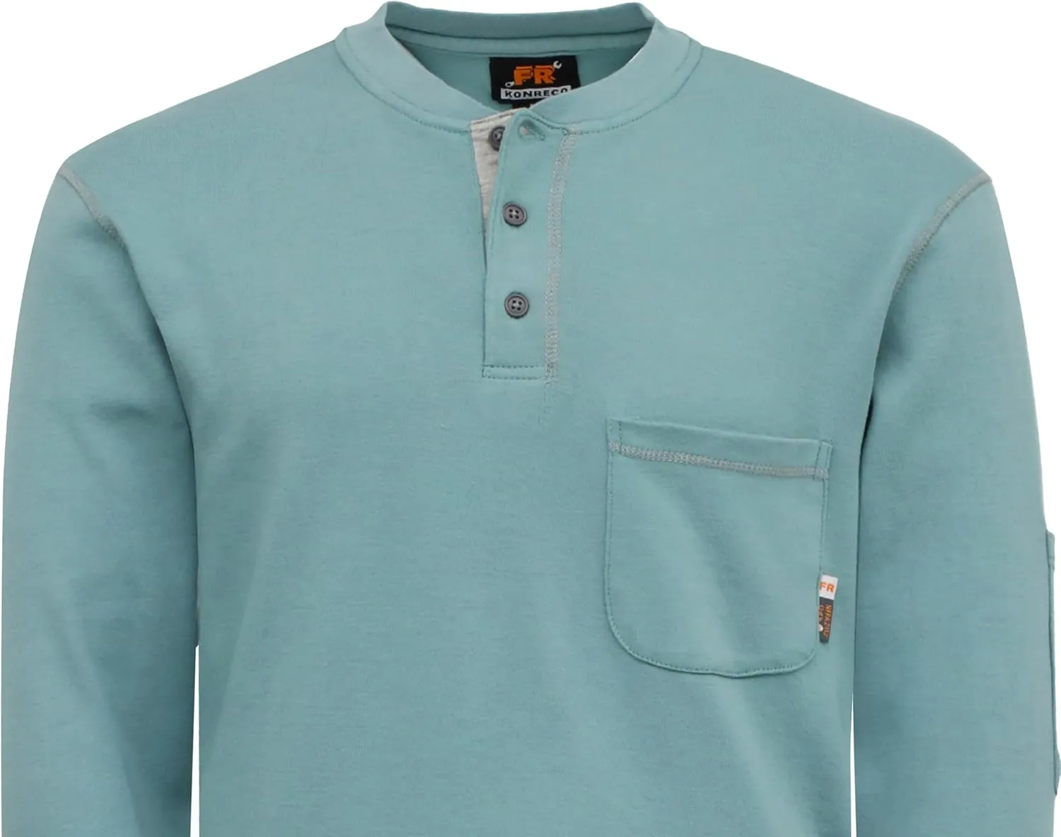 KONRECO FR Shirts for Men Long Sleeve Henley 7oz 100% Cotton FRC Clothing Welding Shirt