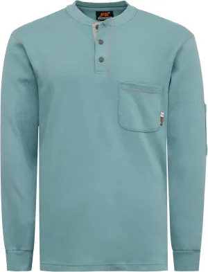 KONRECO FR Shirts for Men Long Sleeve Henley 7oz 100% Cotton FRC Clothing Welding Shirt
