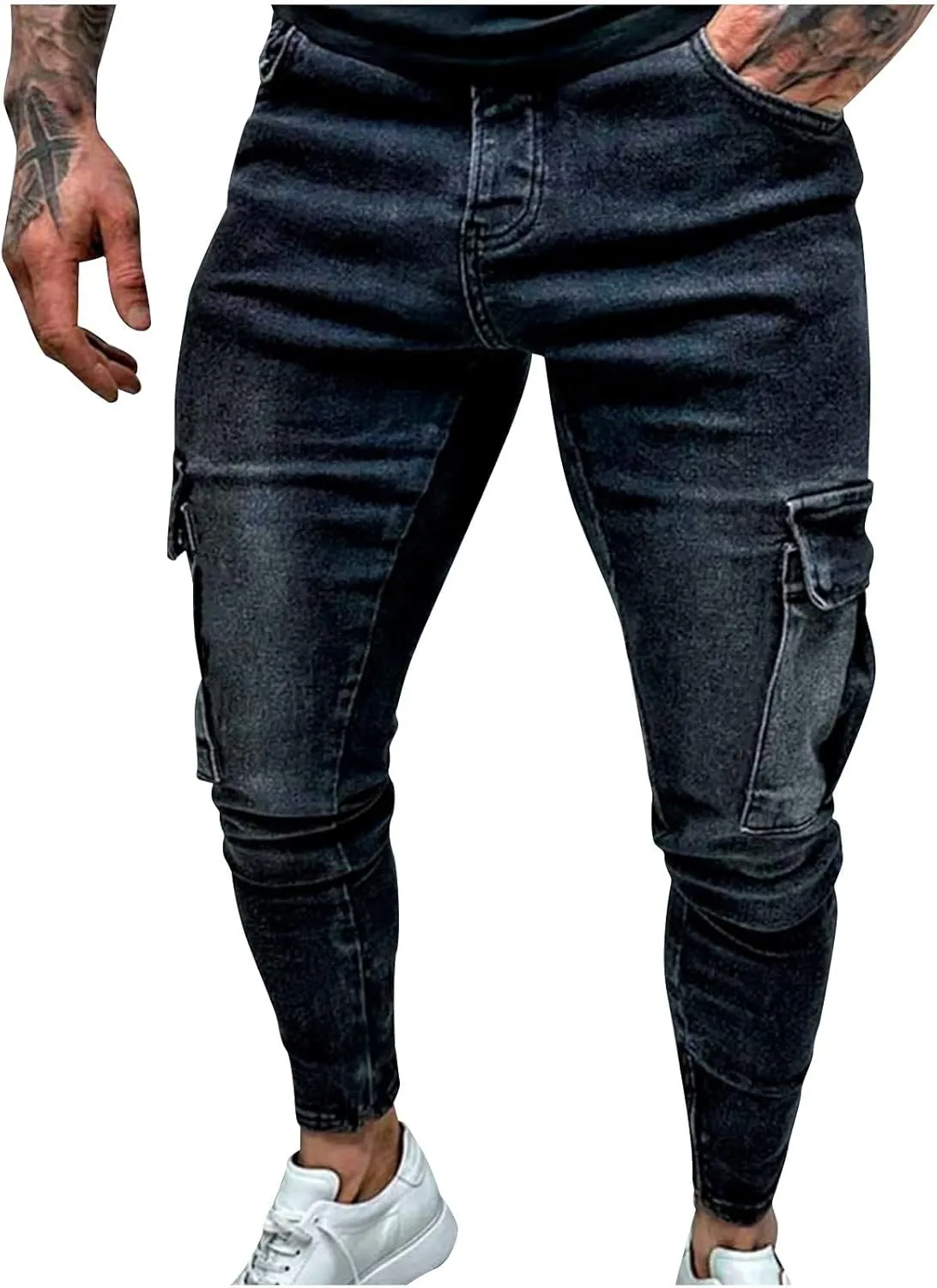 Men's Jeans Pants Fashion Multi-Pockets Loose Comfy Y2k Denim Trouser Stretch Slim Fit Comfy Cargo Sweatpant