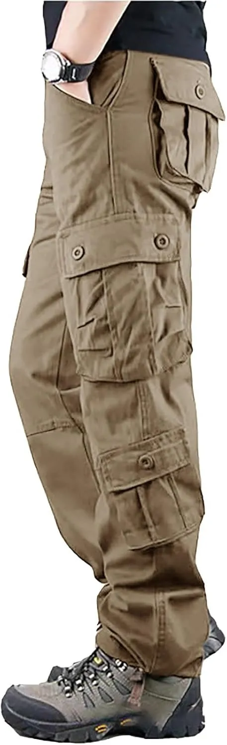 Men's Joggers Sweatpants Pants Men's Elastic Multi Pocket Pants Outdoor Straight Tube Active Running Jogger Pants