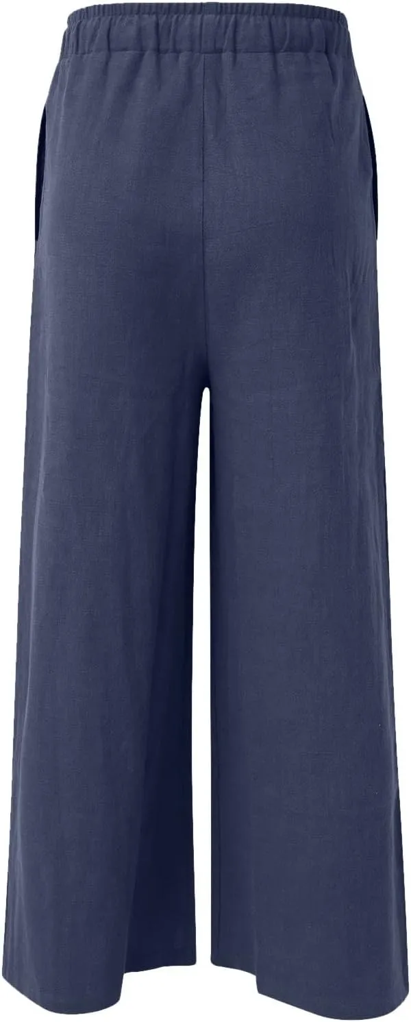 Mens Wide Leg Casual Yoga Harem Pants Linen Hip Hop Hippie Joggers Pants Big and Tall Loose Fit Straight-Leg Trousers