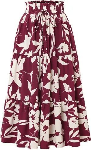 Midi Skirts Maxi Spring Flowy Boho Comfy Tiered Western Womens Long Skirt