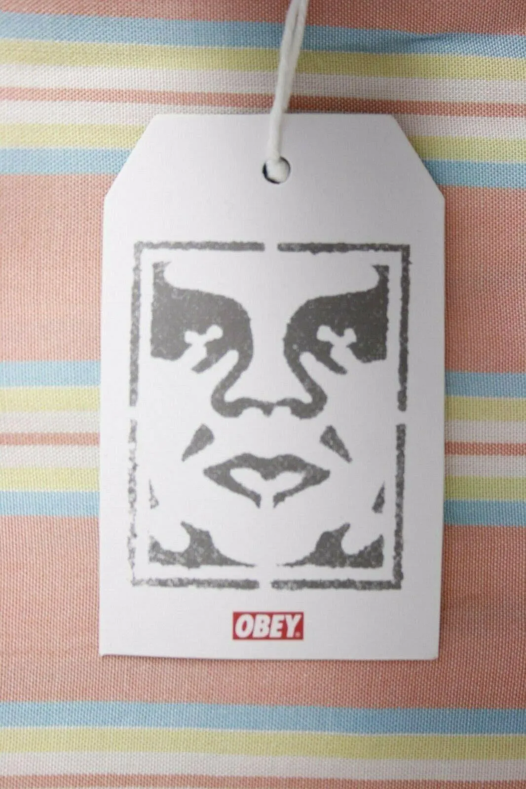 OBEY Men's Coral York Vertical Striped S/S Woven S02