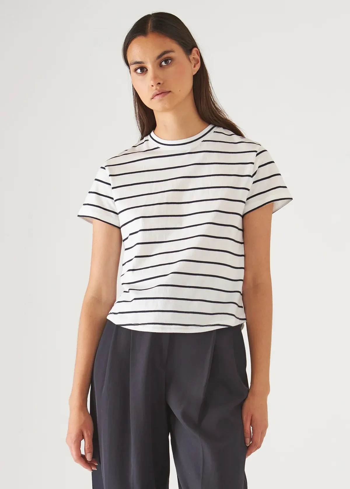 ORGANIC COTTON STRIPE HIGH NECK BABY TEE - PATRICK ASSARAF