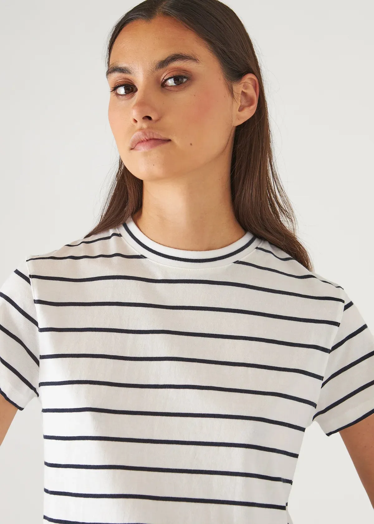 ORGANIC COTTON STRIPE HIGH NECK BABY TEE - PATRICK ASSARAF