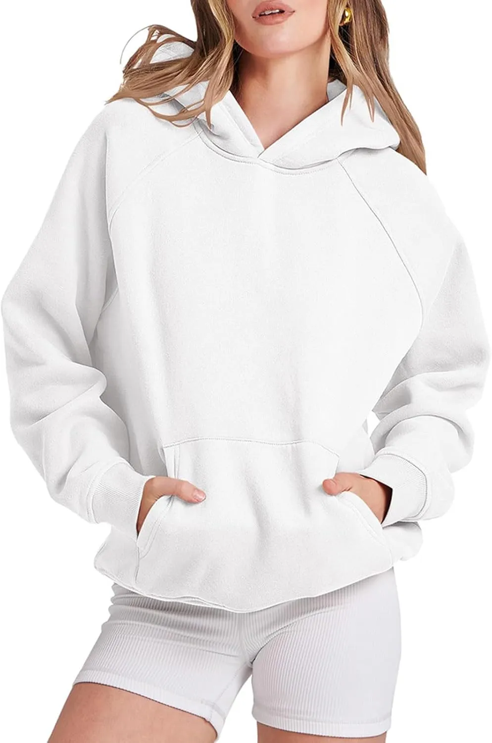 Oversized Hoodie Sweatshirt for Women Long Sleeve Solid Colors Hooded Pullover Tops Fall Fashion Outfit with Pocket