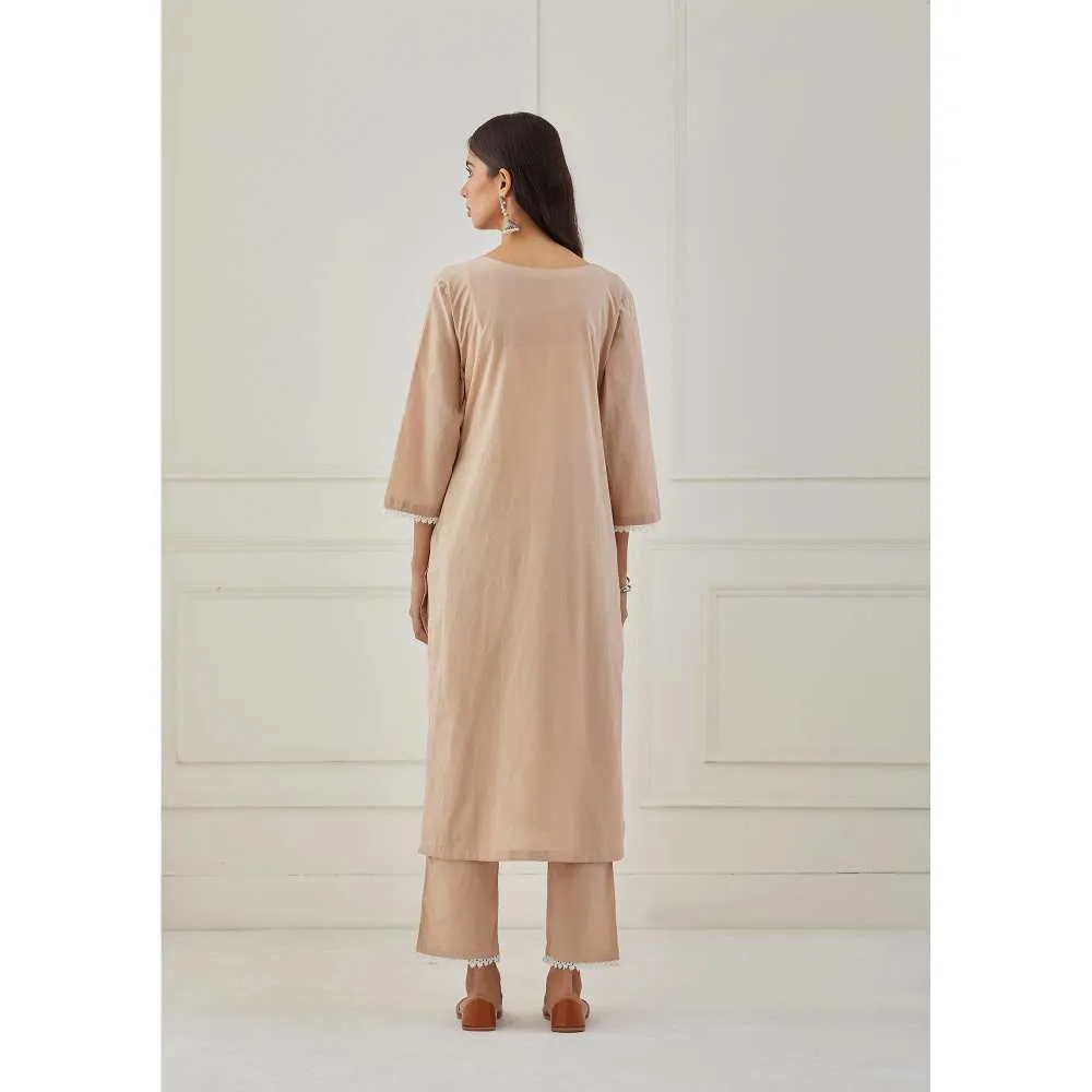 Priya Chaudhary Beige Embroidery Kurta