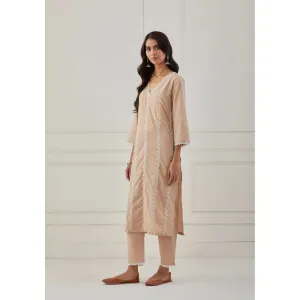 Priya Chaudhary Beige Embroidery Kurta
