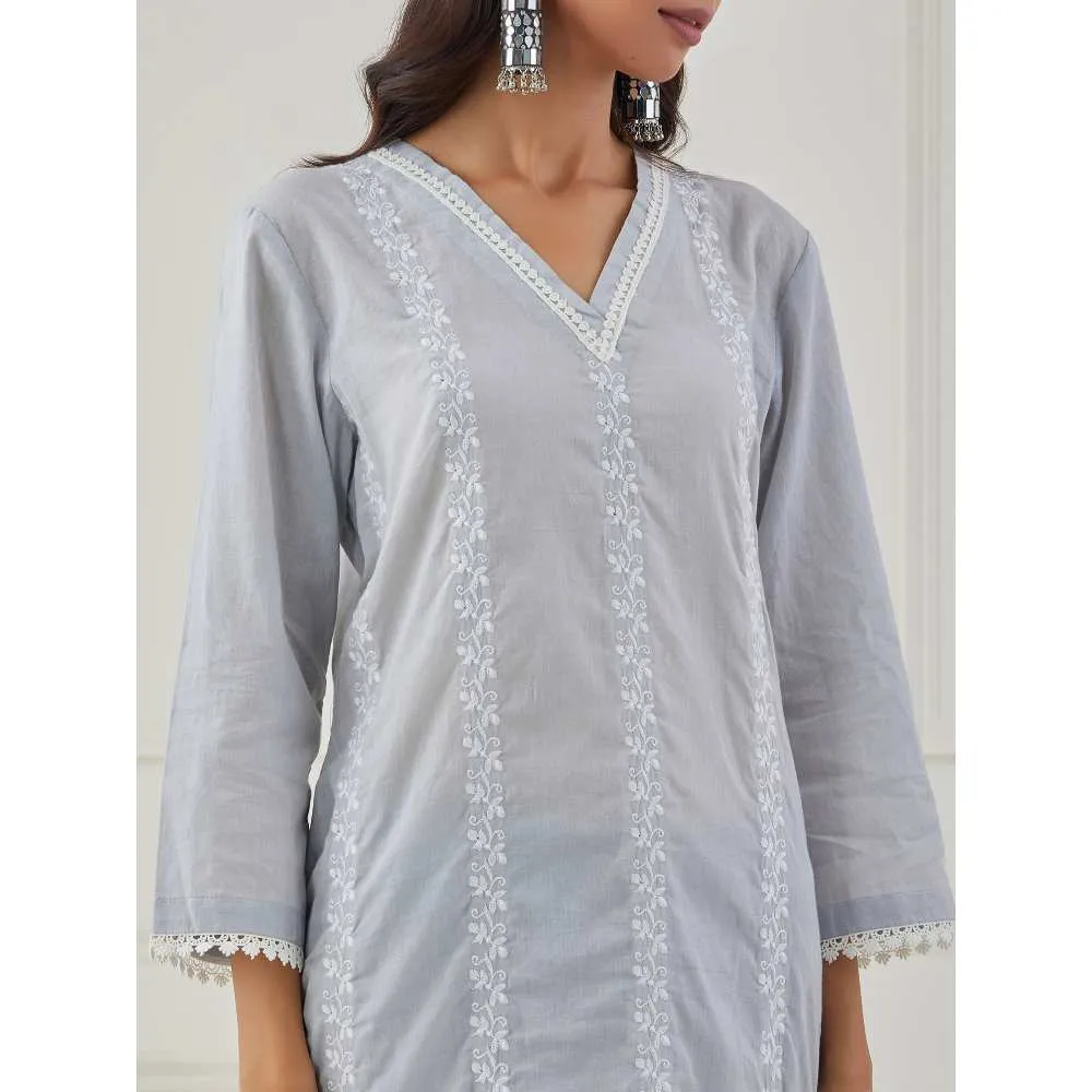 Priya Chaudhary Grey Embroidery Kurta