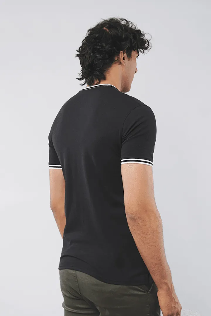 Rich Black Henley T-shirt