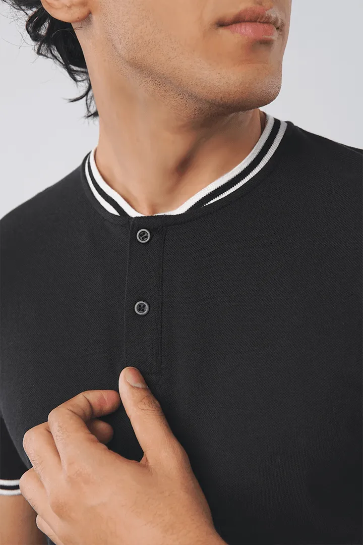Rich Black Henley T-shirt