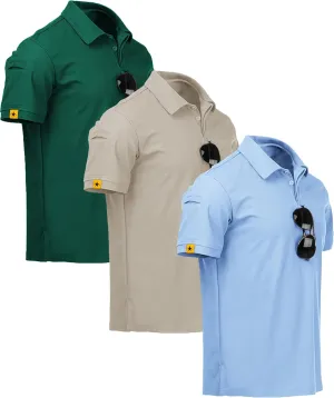 SCODI 3 Pack Mens Polo Shirts Short Sleeve Tactical Shirts Performance Athletic Moisture Wicking Golf Shirt for Men