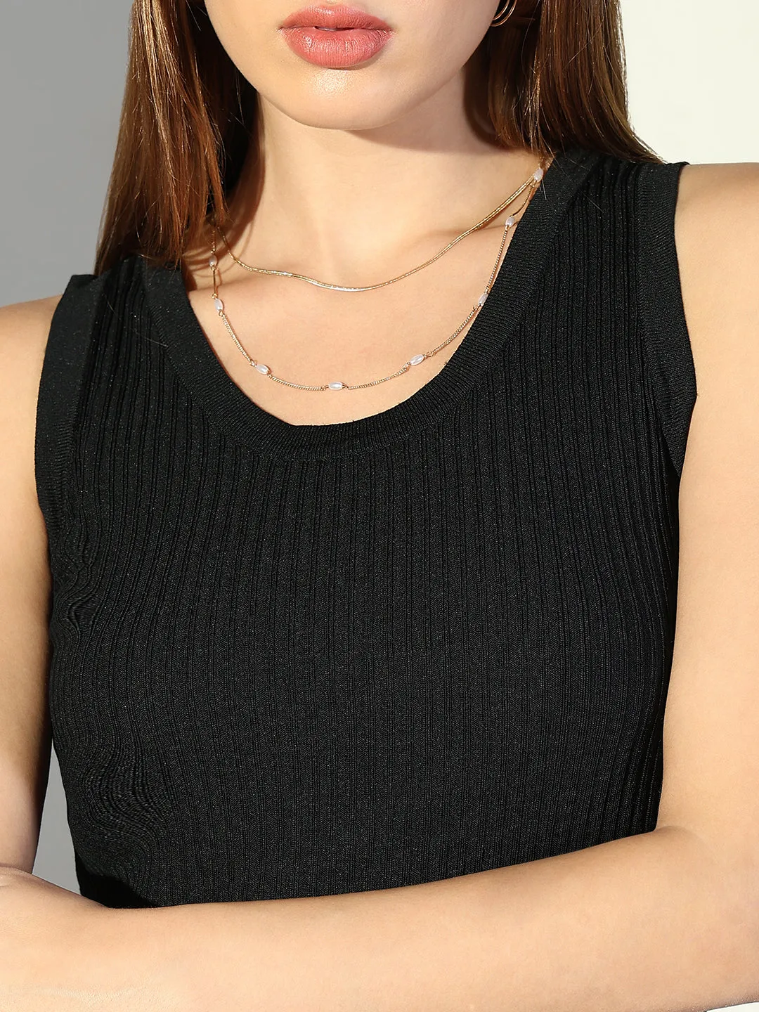SHOWOFFFF Edition Women's Ribbed Black Tank Top with Pants Co-Ords Set