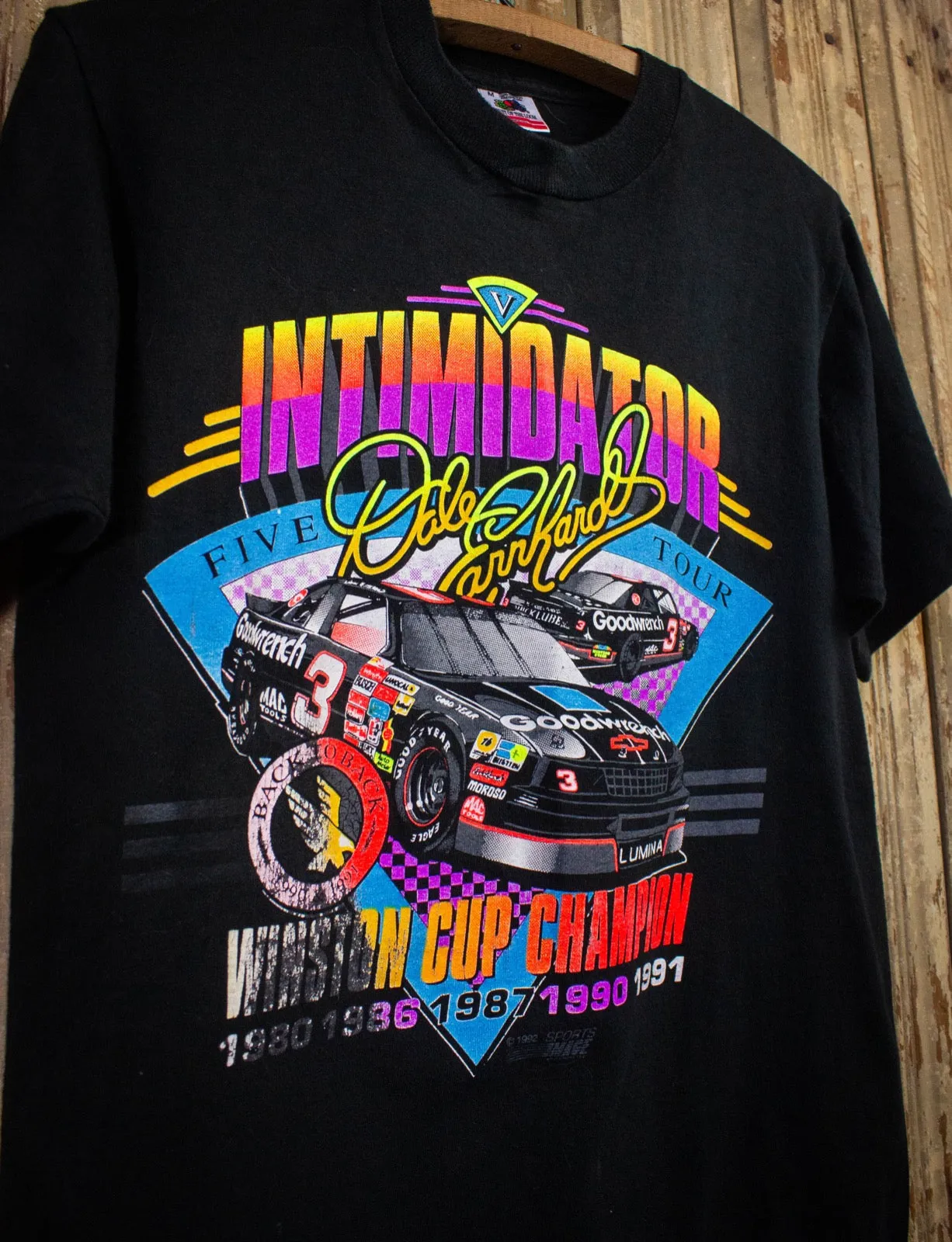 Vintage Dale Earnhardt Intimidator Tour Graphic T Shirt 1992 Black Small