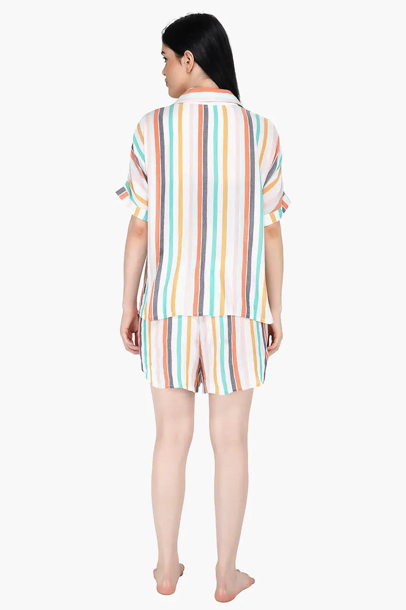 Women Multicolor Striped Loungewear Set