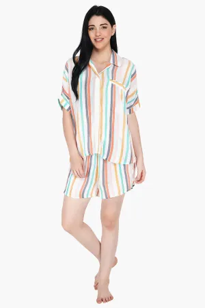 Women Multicolor Striped Loungewear Set